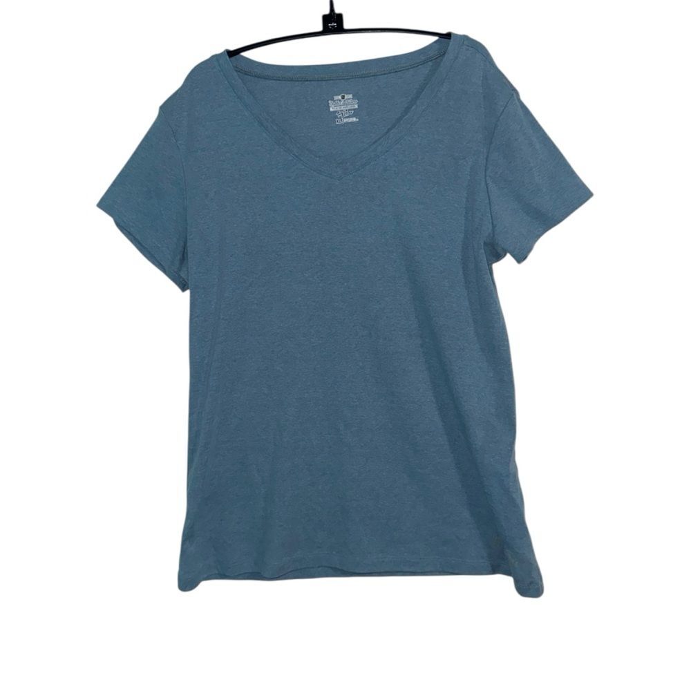 Noble Outfitters Blue V-Neck Tee Women’s XL Soft Stretch Cotton Blend Shirt